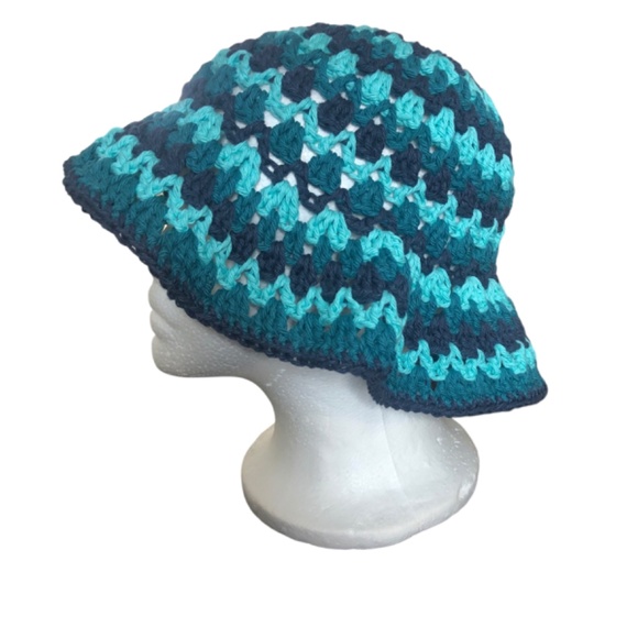 Crochet Bucket Hat | Aqua & Peacock - Picture 10 of 16